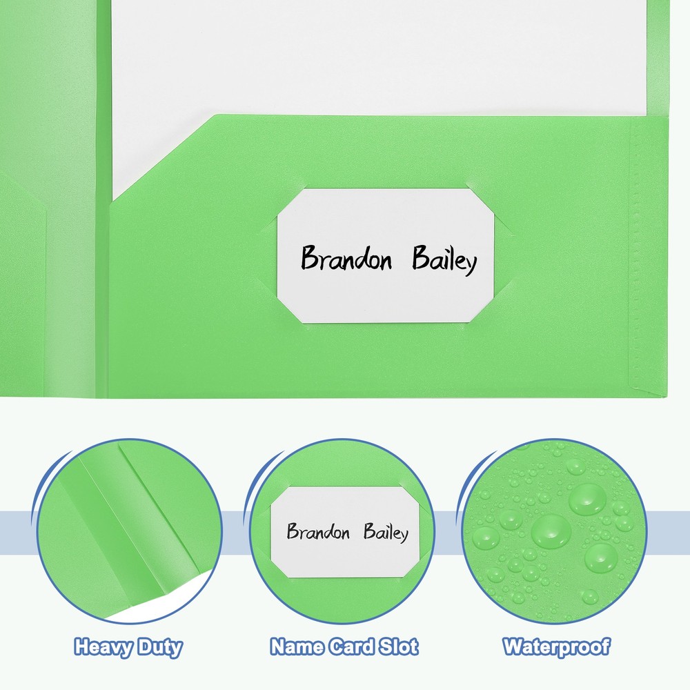 Green Plastic Folder with Pockets, 36 Pack Plastic Pocket Folder
