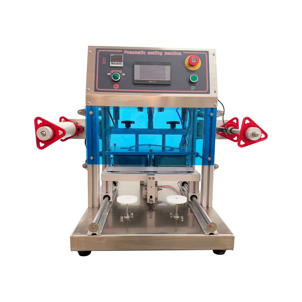 110V Automatic Pneumatic Lunch Box Sealer Nitrogen Sealing Machine 2-Box Tray