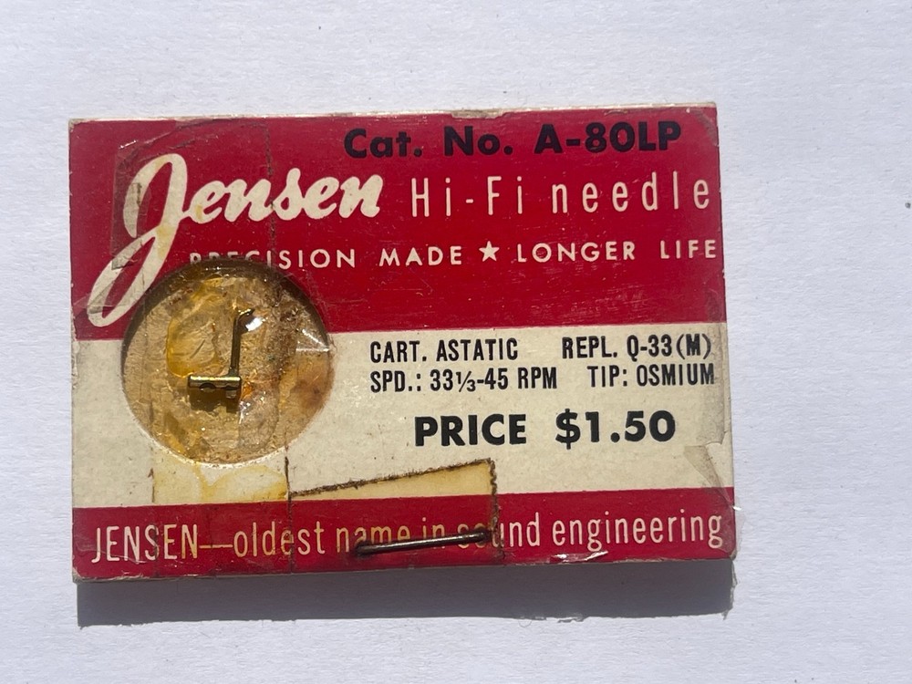 Jensen Phonograph Needle A-80LP, NEW (HB)