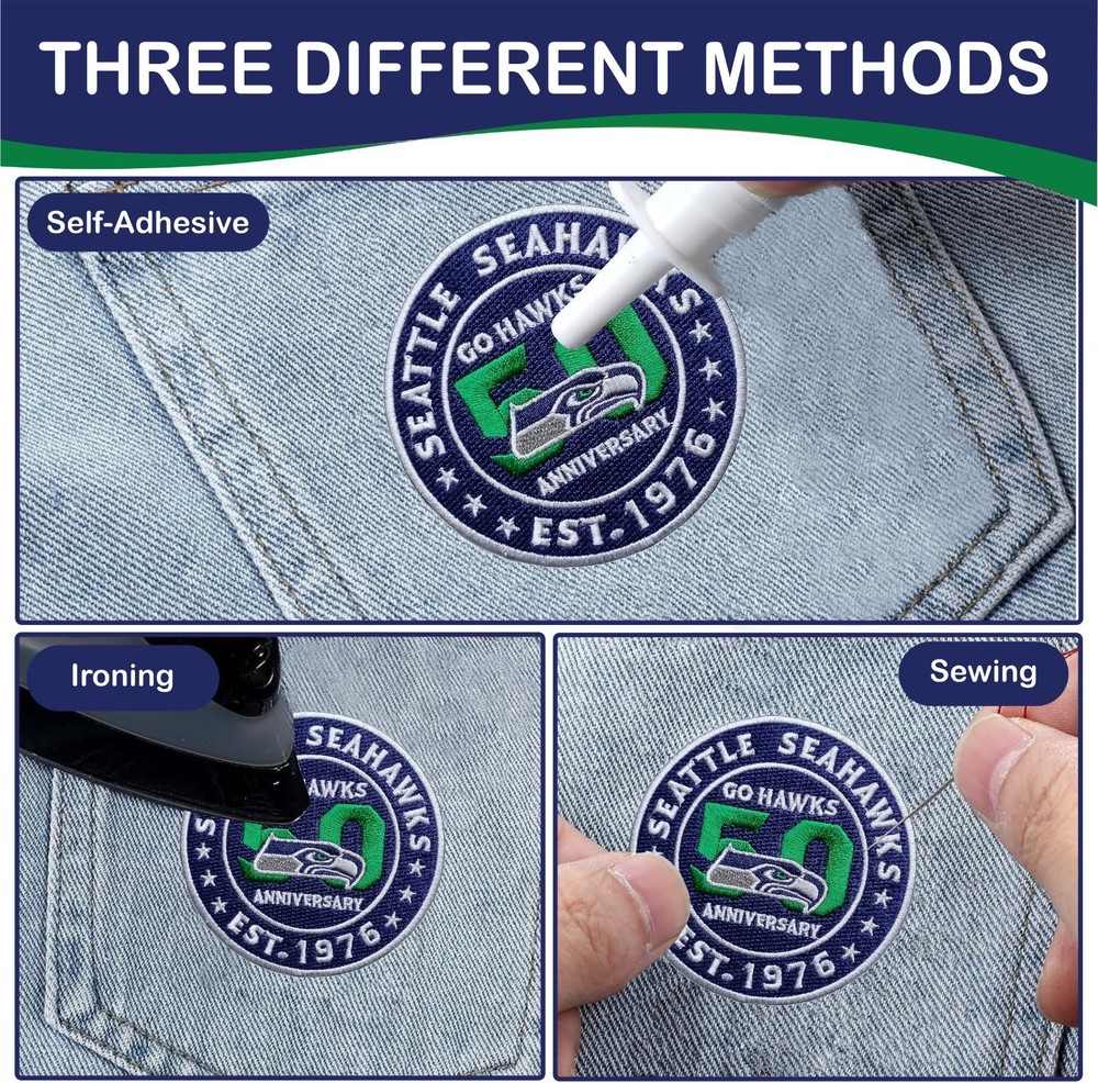 Seahawks 50th Anniversary Logo Iron On Patch - Sew Patch - Embroidered Patch