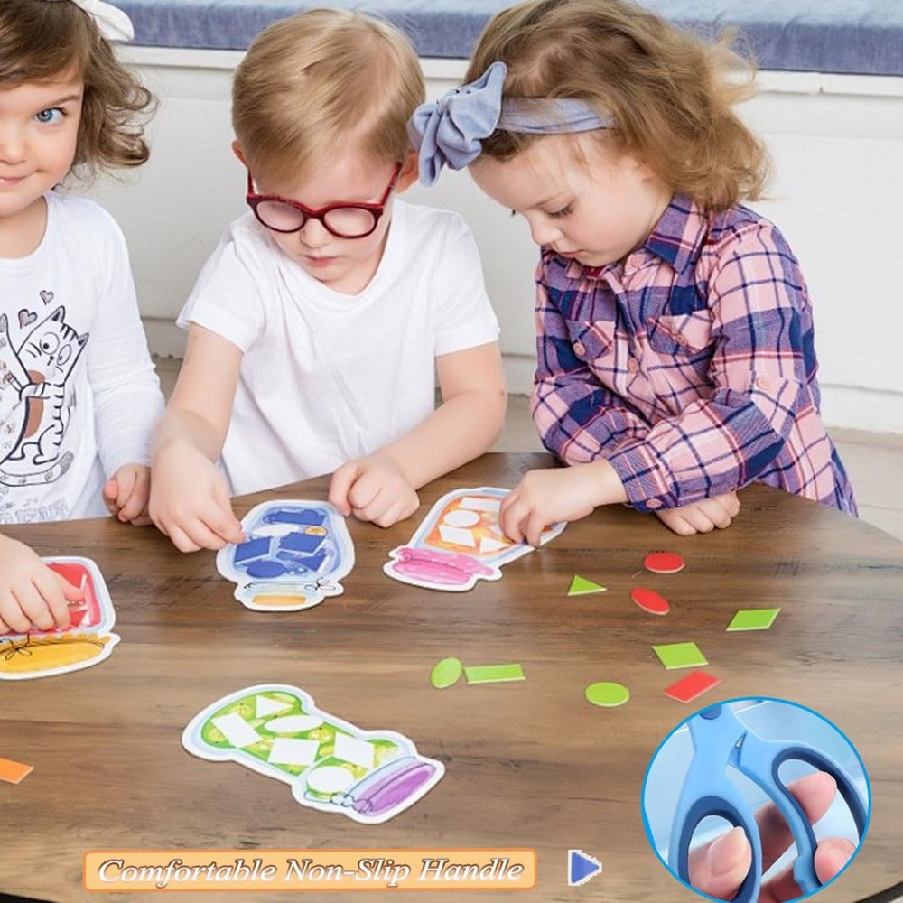 4Pcs Medium Scissors with Cover, Safety Scissors for Students, Multicolored