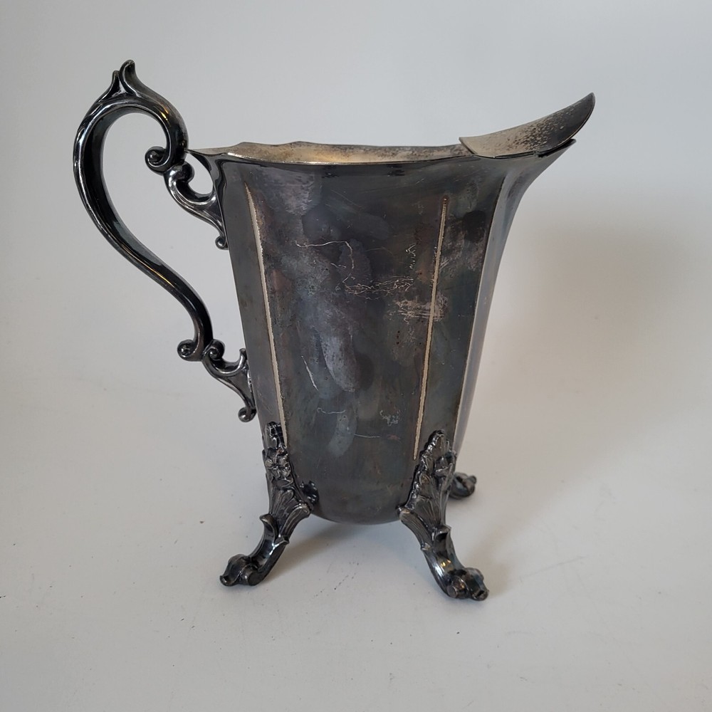 Vintage Silver Plated Water Pitcher w/Ice Lip Marked Rare old