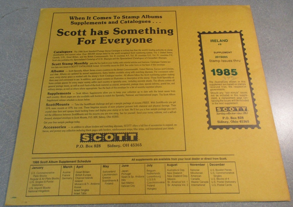 "SCOTT" IRELAND SUPPLEMENT # 8 1985 W/FREE SHIPPING!!