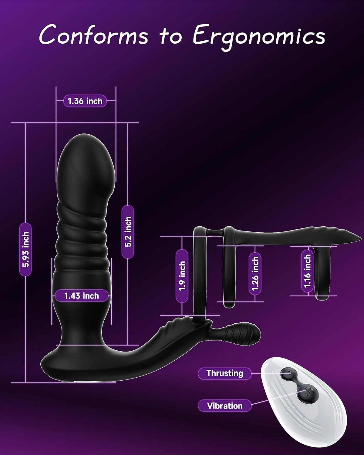 Male Prostate Massager Vibrator Thrusting Anal Butt Plug Dildo Sex Toys for Men
