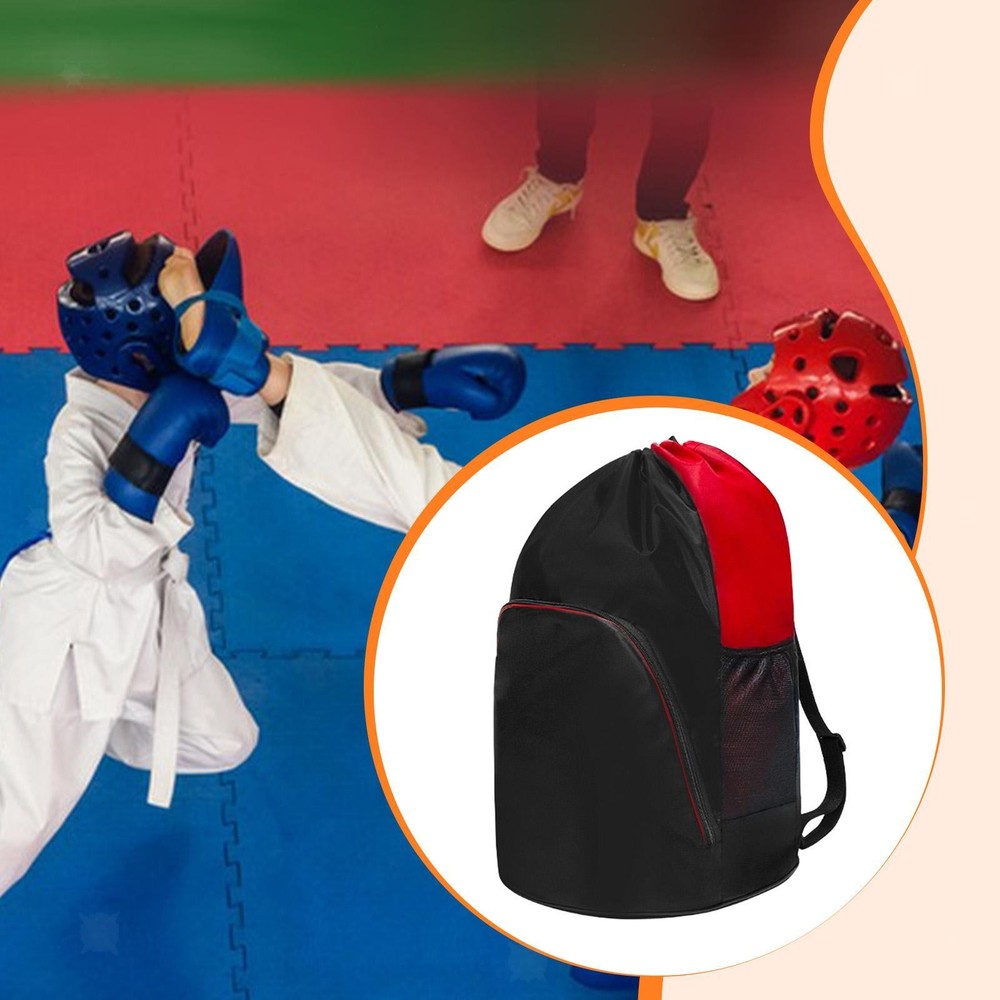 Taekwondo Backpack Drawstring Protective Gear Storage Bag for Sparring Match