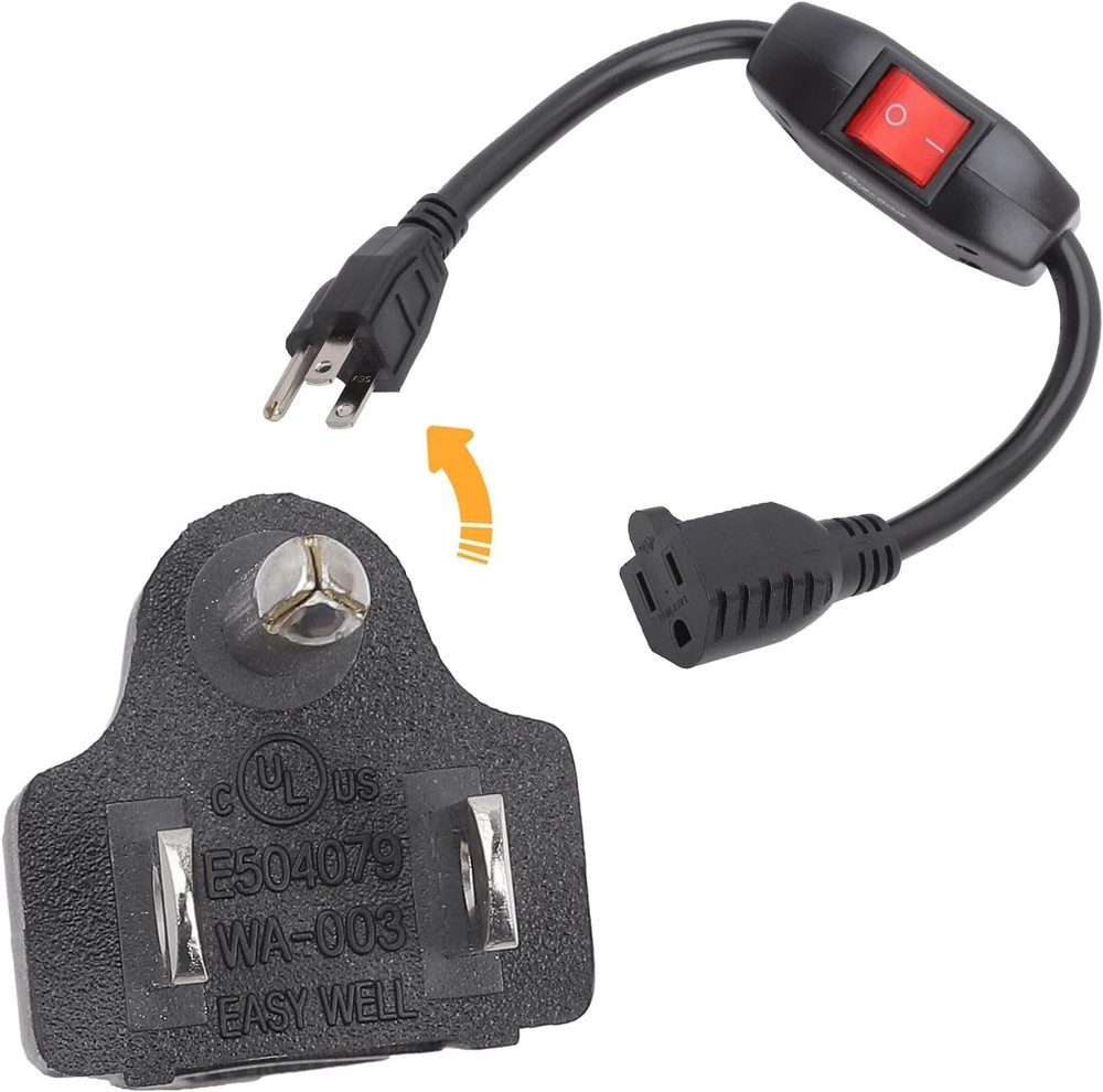 Inline On/Off Switch Extension Cord, Plugrand 3-Prong Household Switchable Power