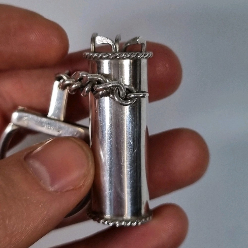 Solid Silver Miniature Golf Bag Key Ring Stamped 925