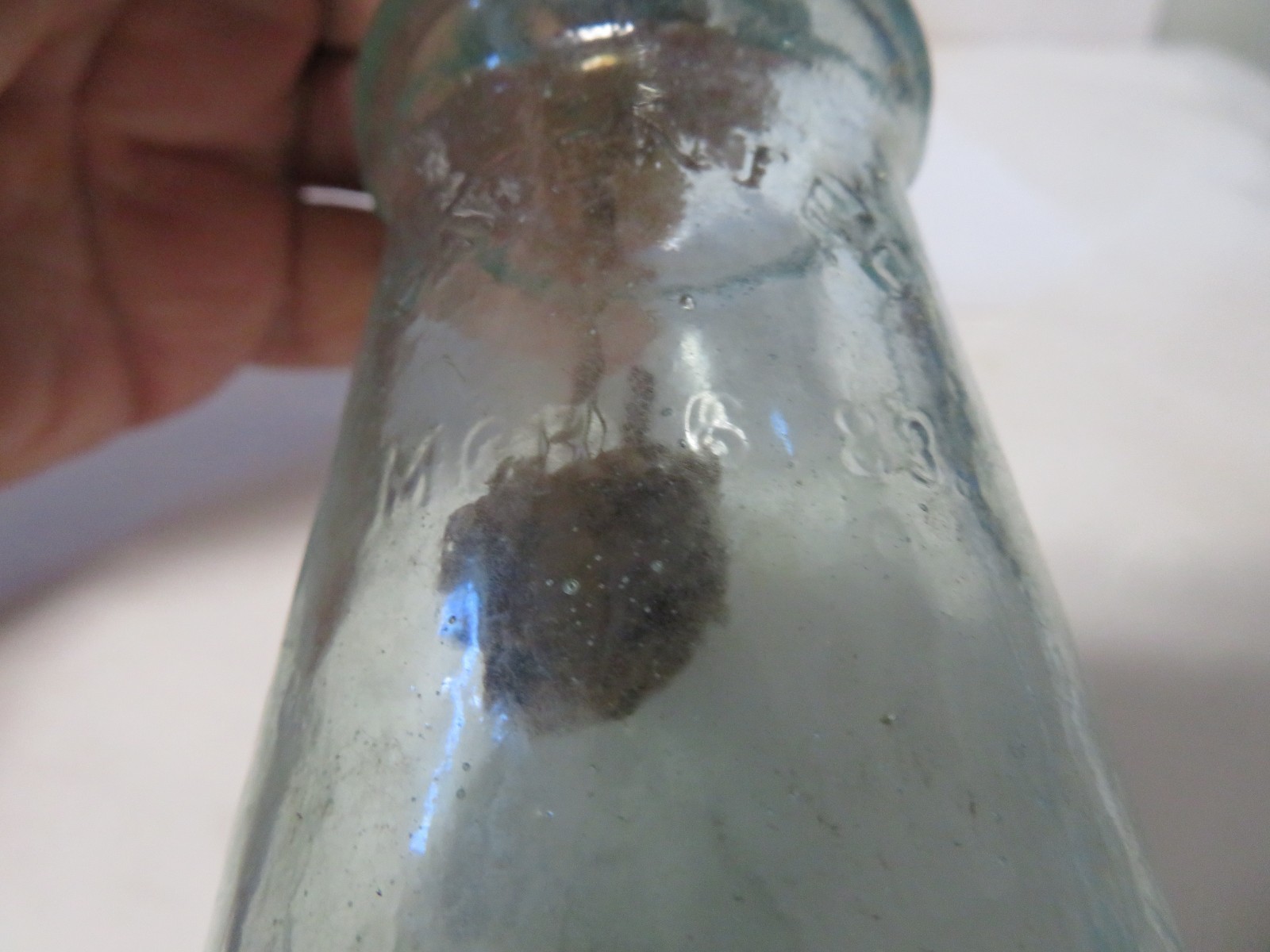 Antique PATENTED MARCH 6 1883, S. M. BIXBY & CO, AQUA BLUE 4" BOTTLE