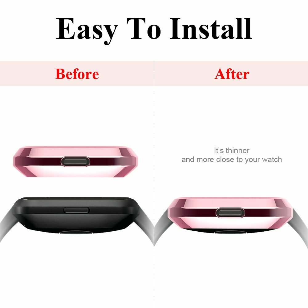 Silicone Protective TPU Case with Screen Protector Frame Cover For Fitbit Versa