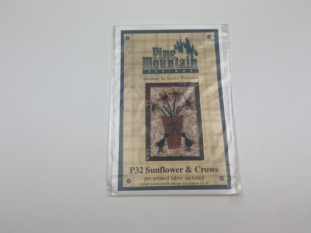 Pine Mountain Designs Sunflowers And Crows Punch Needle Pattern With Fabric