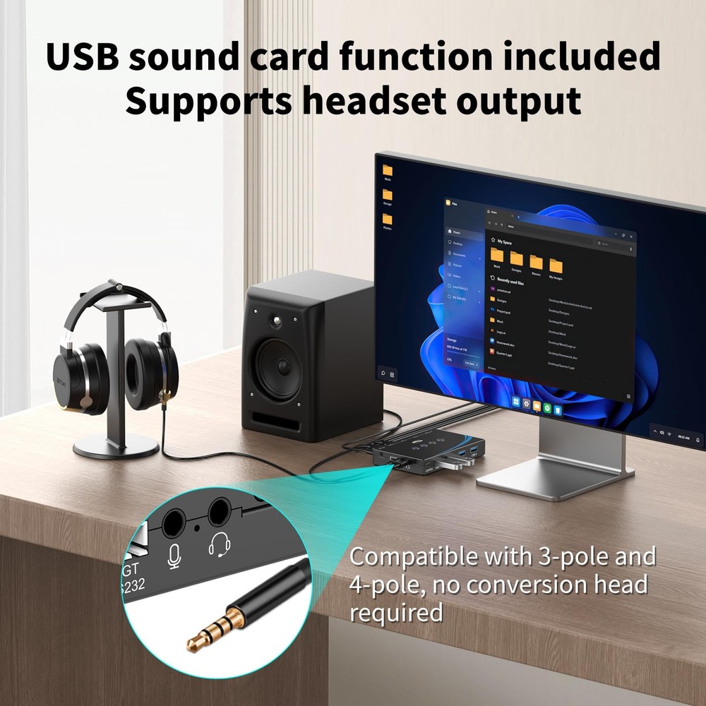 eKL USB 3.0 Switch 4 Computers Sharing USB Peripherals, 4 Port USB Switcher Shar