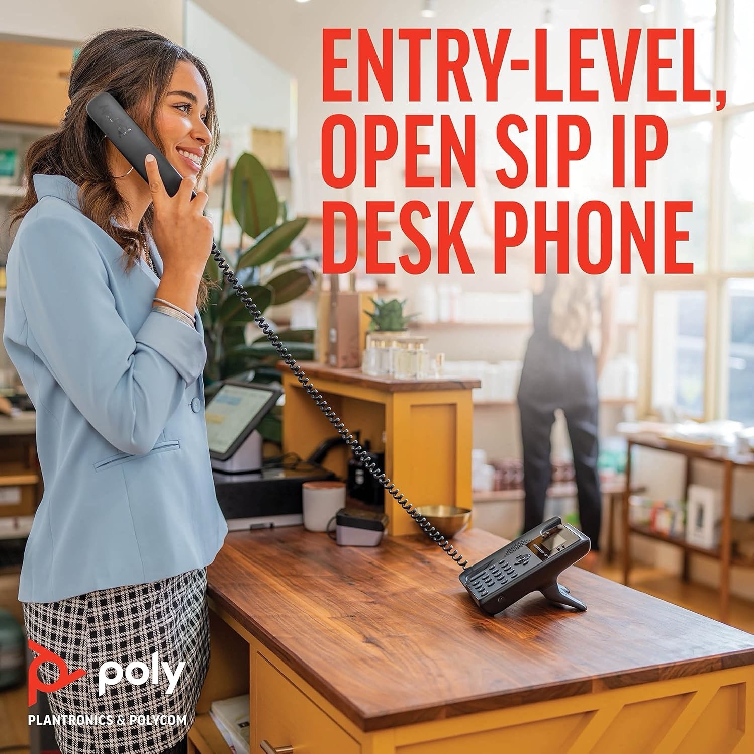 Plantronics Poly Edge B10 IP Desk Phone With Power Adapter (Polycom) 8 Lines NEW