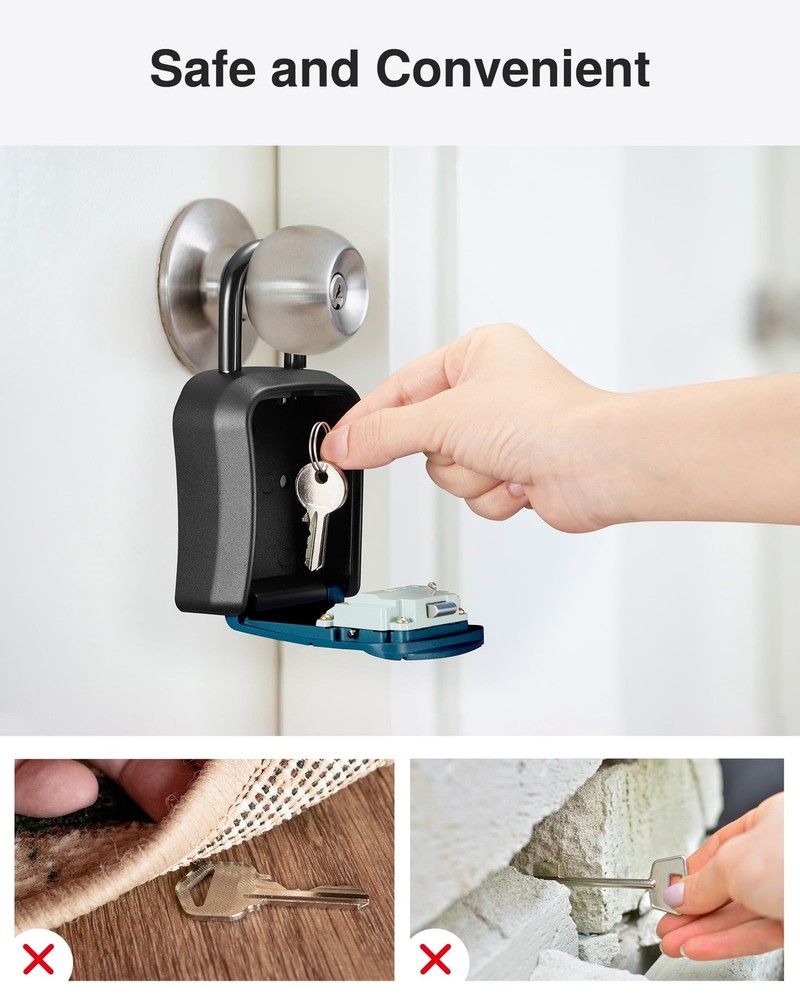 Puroma Key Lock Box Wall Mount Lockbox Resettable Combination Key Storage Peacoc