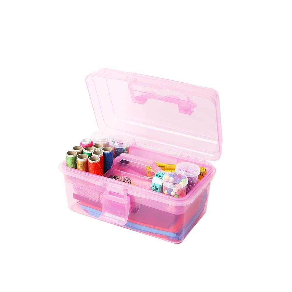 Multipurpose Plastic Storage Container Organizer Box Case with Removable Tray...