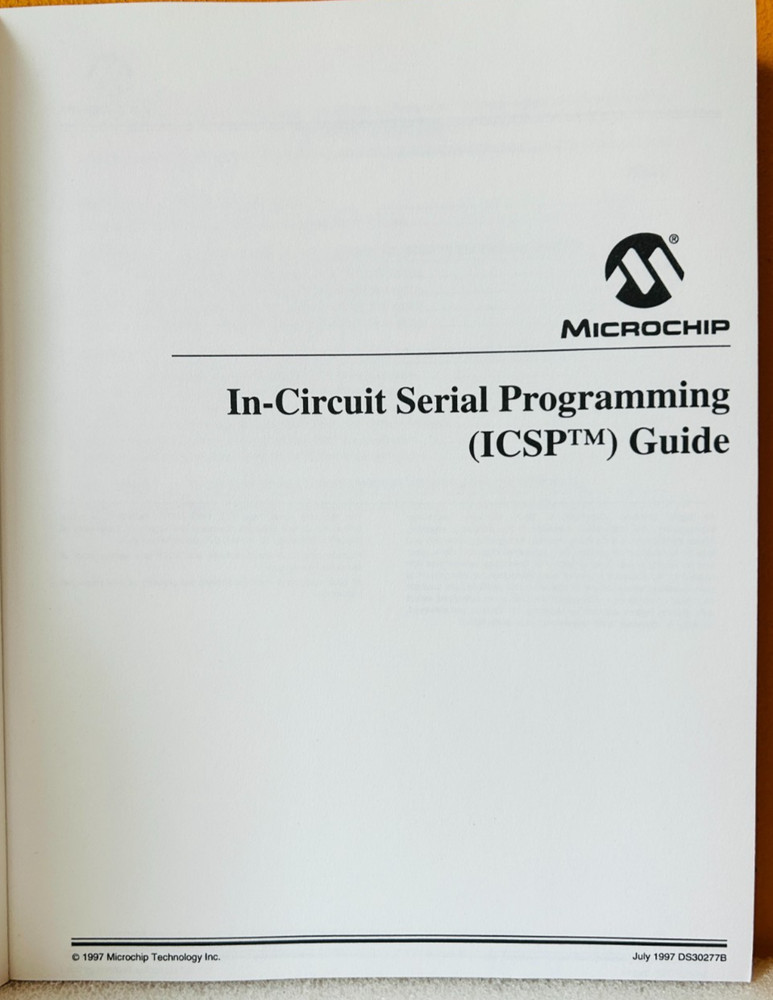 Microchip DS30277B 1997 In-Circuit Serial Programming Guide Manual.