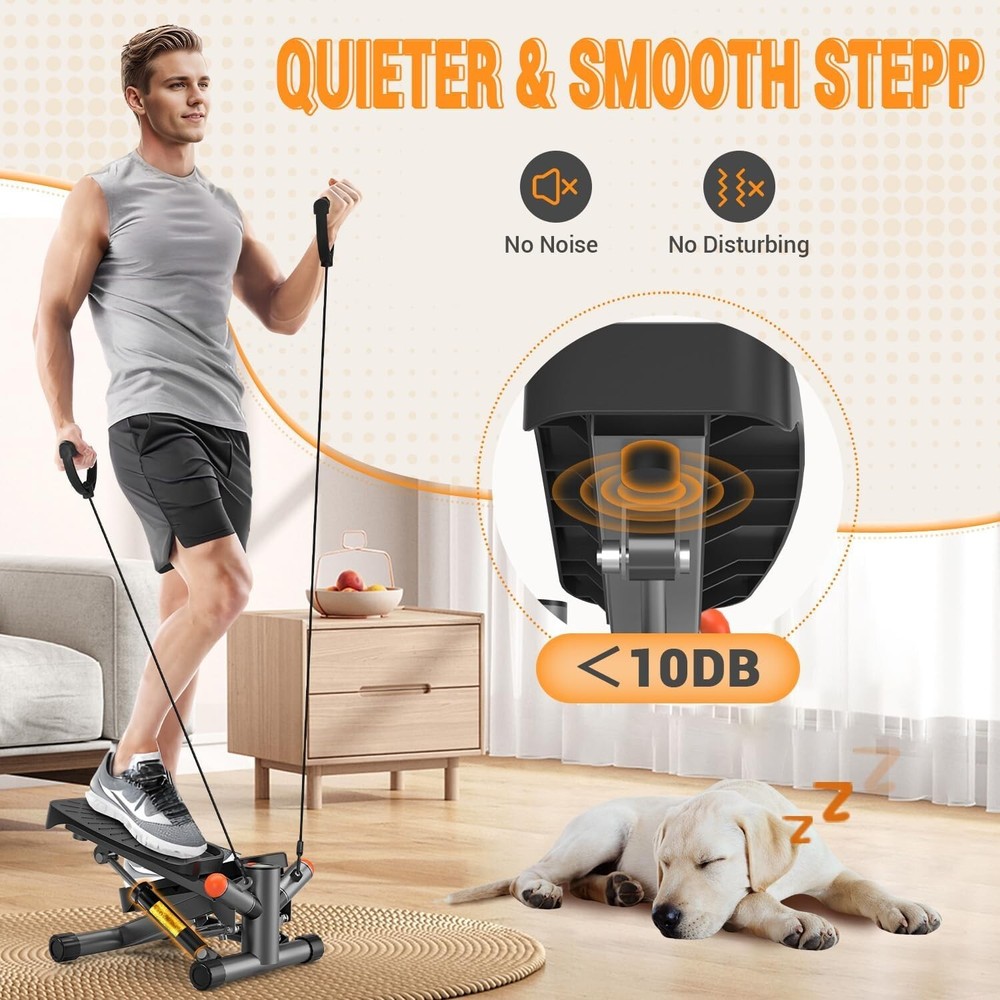 Adjustable Mini Stair Stepper with Resistance Bands,350lbs Loading Capacity