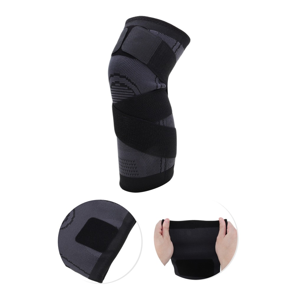 Straps O-shaped Pattern Knee Pads One Size Fits Most Gray 1 Pc