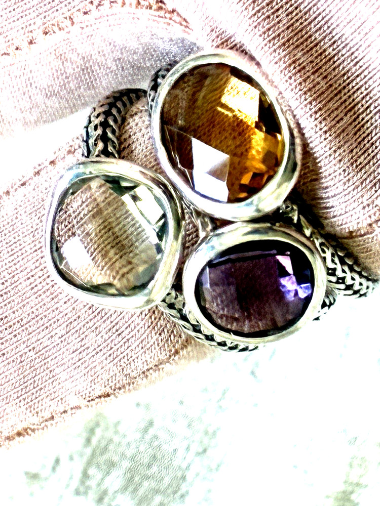 ROBERT MANSE STERLING SILVER MULTI-GEMSTONE STACK RING SET, SIZE 5, 6 (M5047-62)