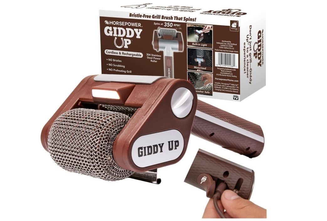 Horsepower Giddy Up Bristle-Free Spinning Grill Brush BBQ - Free Shipping