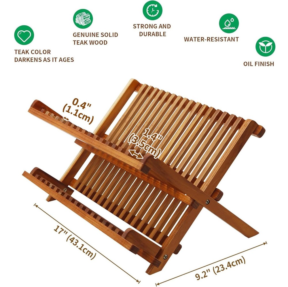 Teak Dish Drainer Rack Collapsible 2 Tier Dish Rack Dish Drying Rack Foldable Pl