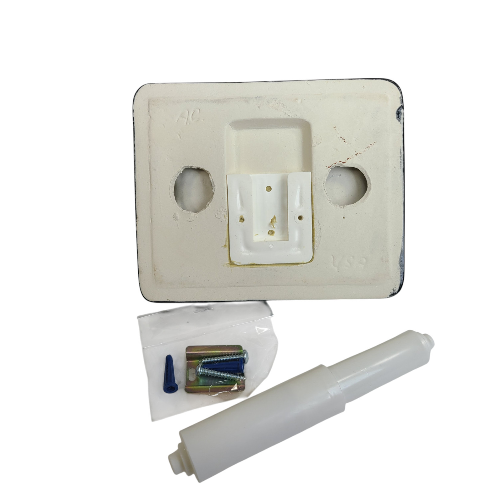 Vintage Black Ceramic TP Toilet Paper Holder Screw in Drywall Mid Century Modern