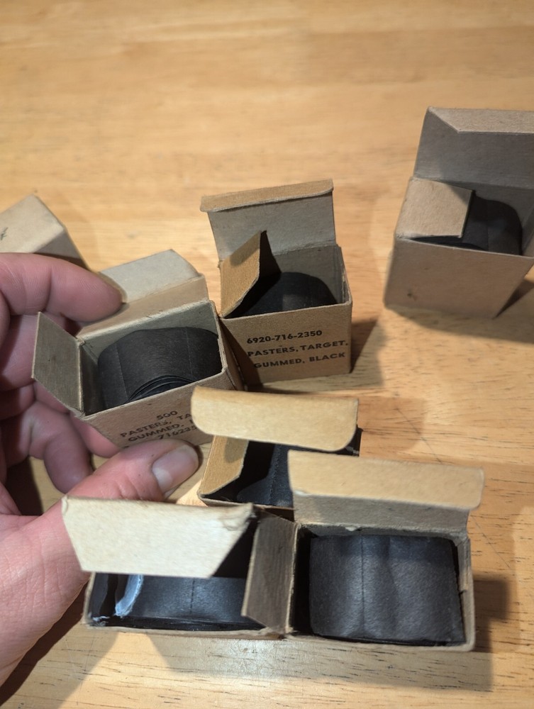 Large Lot WWII GI US Military Gummed Target Pasters White & Black Partial Boxes