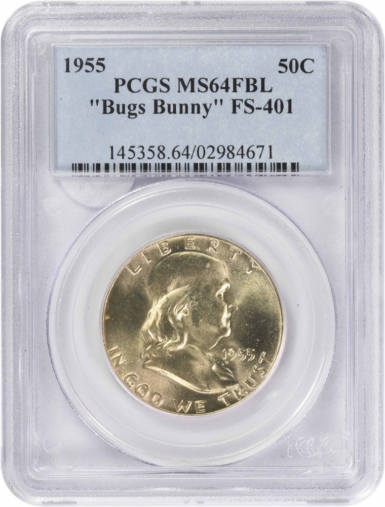 1955 Franklin Silver Half Dollar "Bugs Bunny" FS-401 MS64FBL PCGS