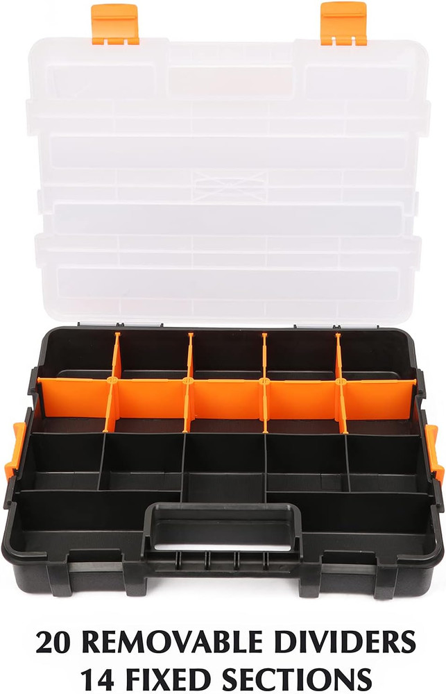2PCS Toolbox Organizer Sets, 20 Removable Dividers, Durable Plastic Box, Excelle