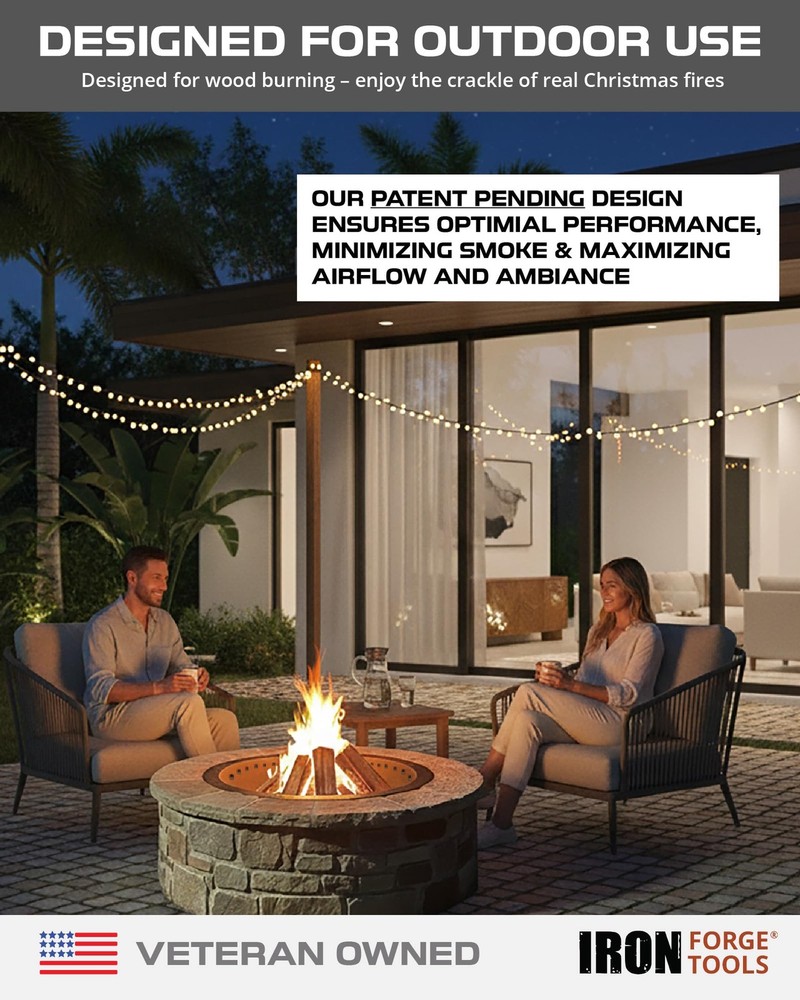 Iron Forge Tools Smokeless Firepit - 36 inch Outer/30 36" Radius, Black