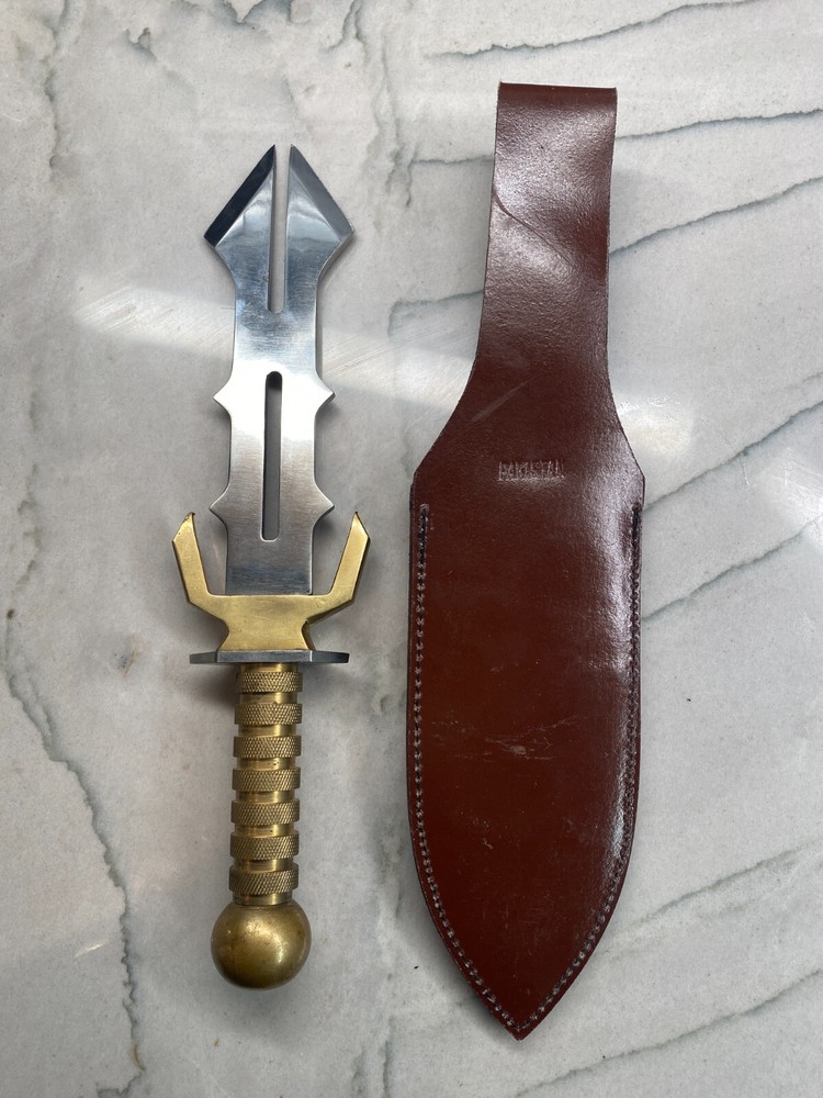 14" Split Blade Dragon Claw Dagger With Sheath Stainless Pakistan