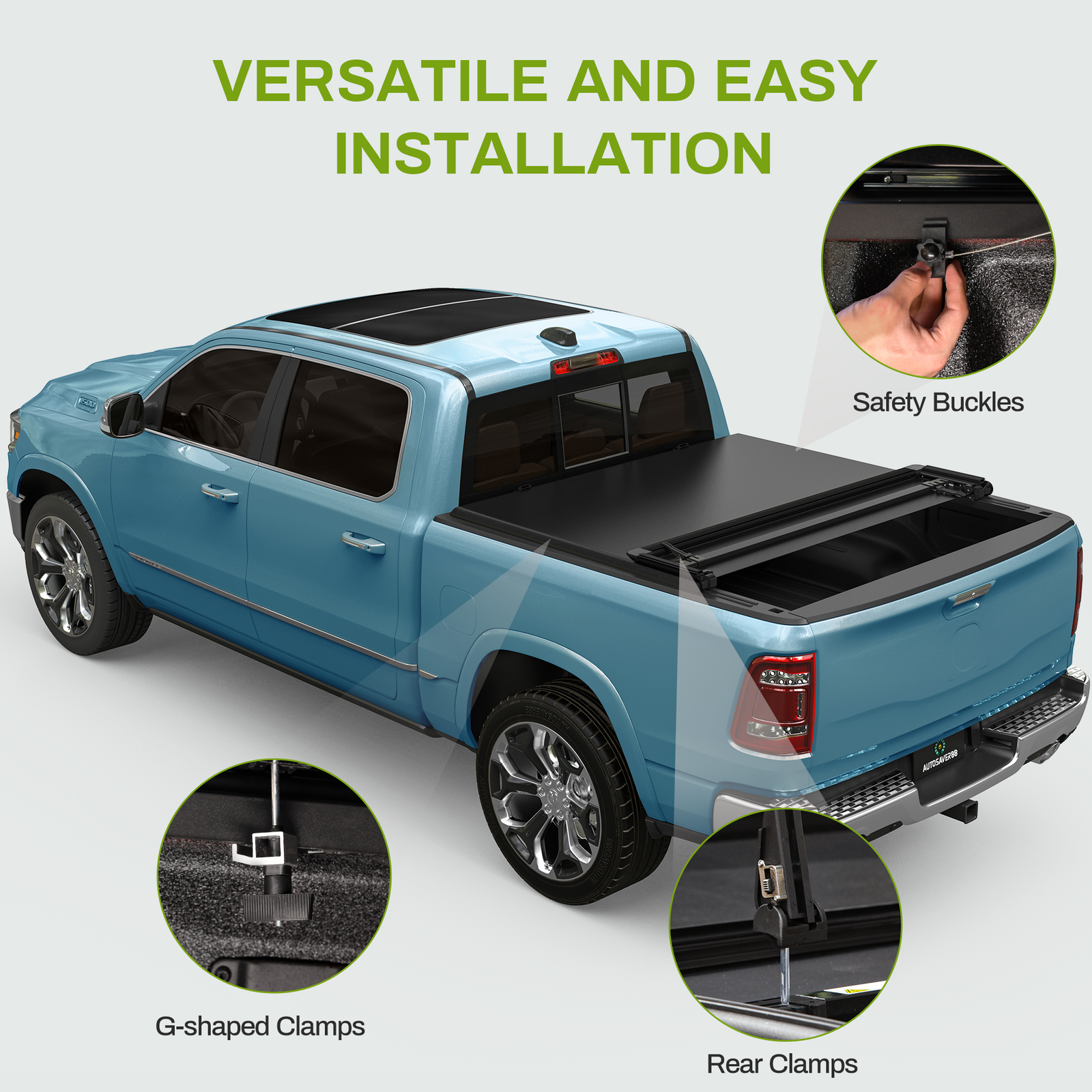 5.5FT 4-FOLD Soft Bed Tonneau Cover For 2015-2024 F150 F-150 Truck Waterproof