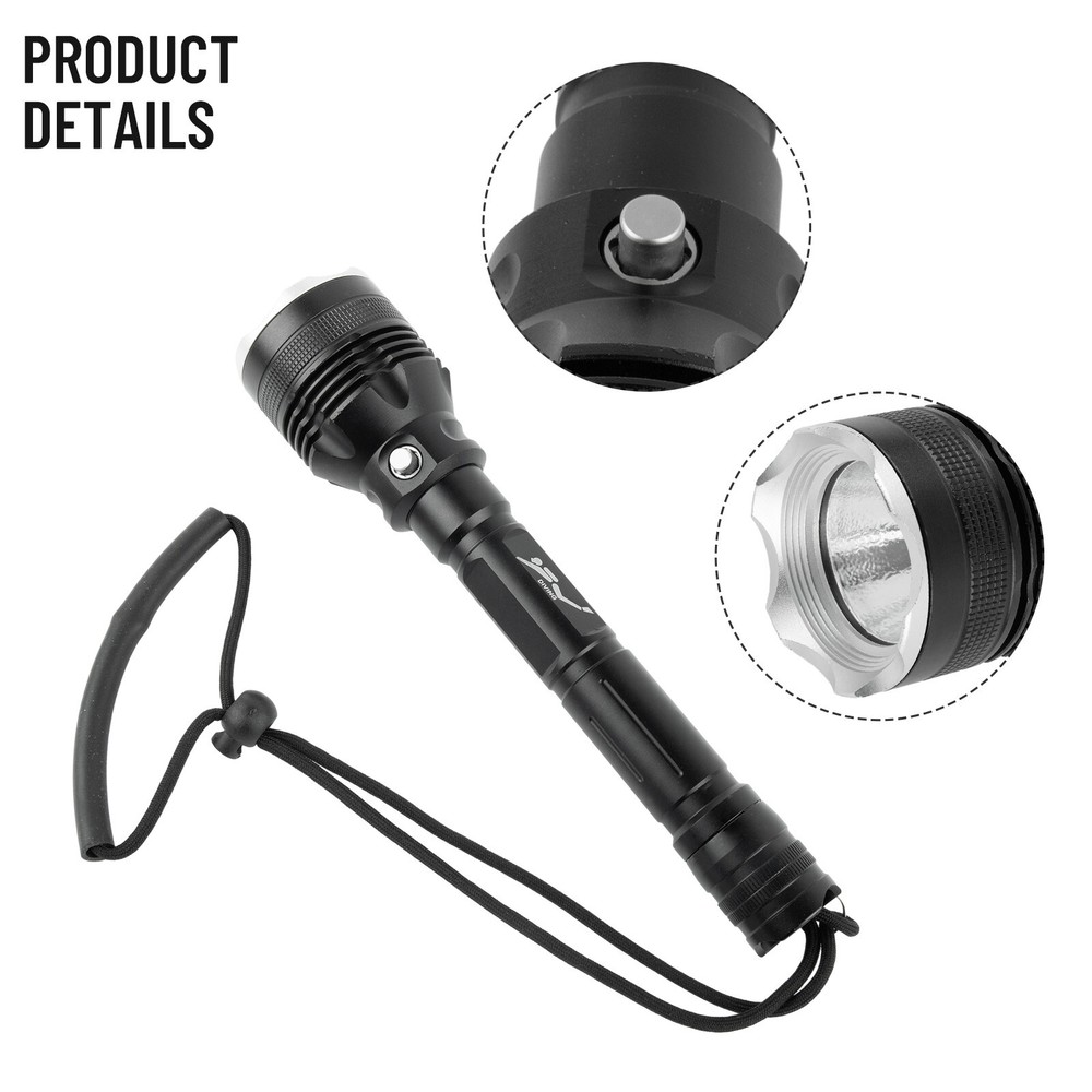 Scuba Diving Waterproof Flashlight LED Light 80 Meter Deep Underwater Torch