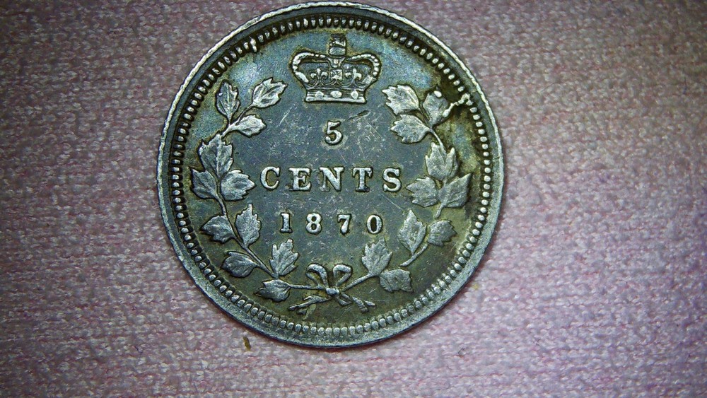 1870 canada wide flat border high grade 5 cents