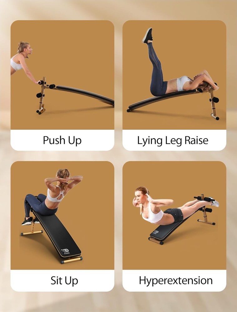 Sit Up Bench Adjustable Workout Bench Ab Exercise Curved Incline/Decline Slant