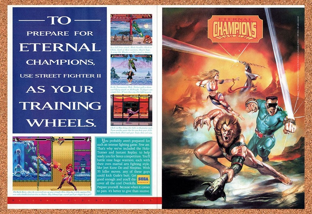1993 Eternal Champions Genesis Original Advertisement / Retro Wall Art v3