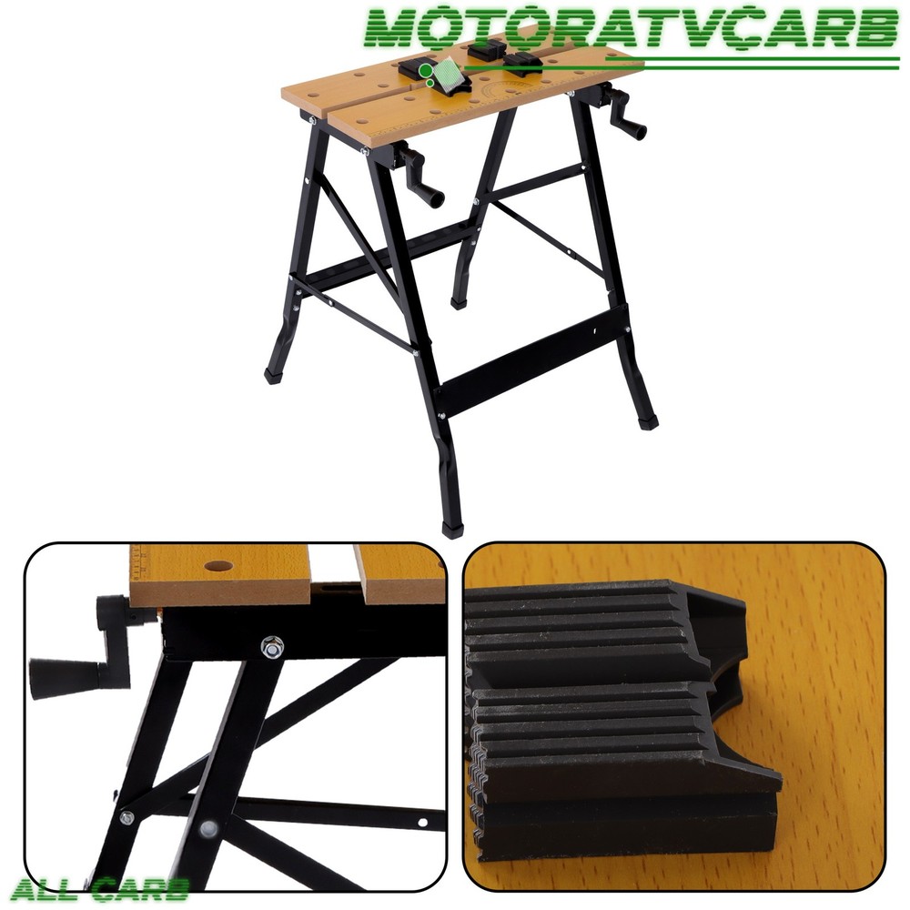 ALL-CARB 220lbs Adjustable Workbench Foldable with Measuring Ruler & Protractor