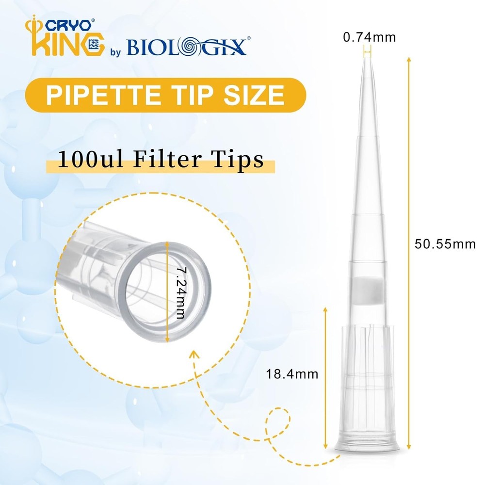 High-Quality 100µl Micro Pipettor Tips - Sterilized, Low Retention, 96 Tips/Rack