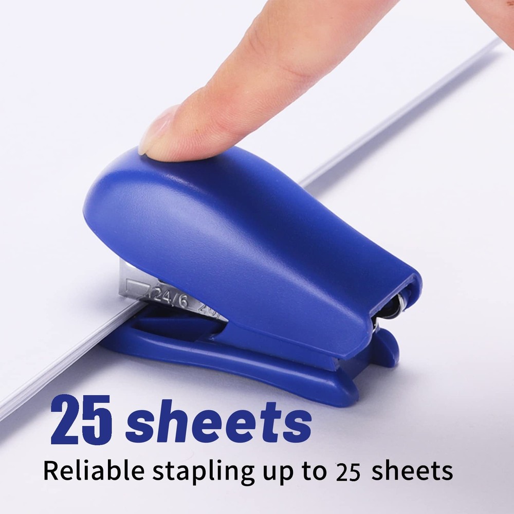 Mini Stapler with 640 Standard Staples, 25 Sheet Capacity, Compact White
