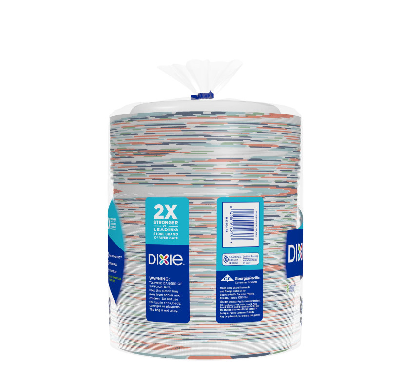 Dixie Disposable Paper Plates, 8.5", Multi-Color, 200 Count