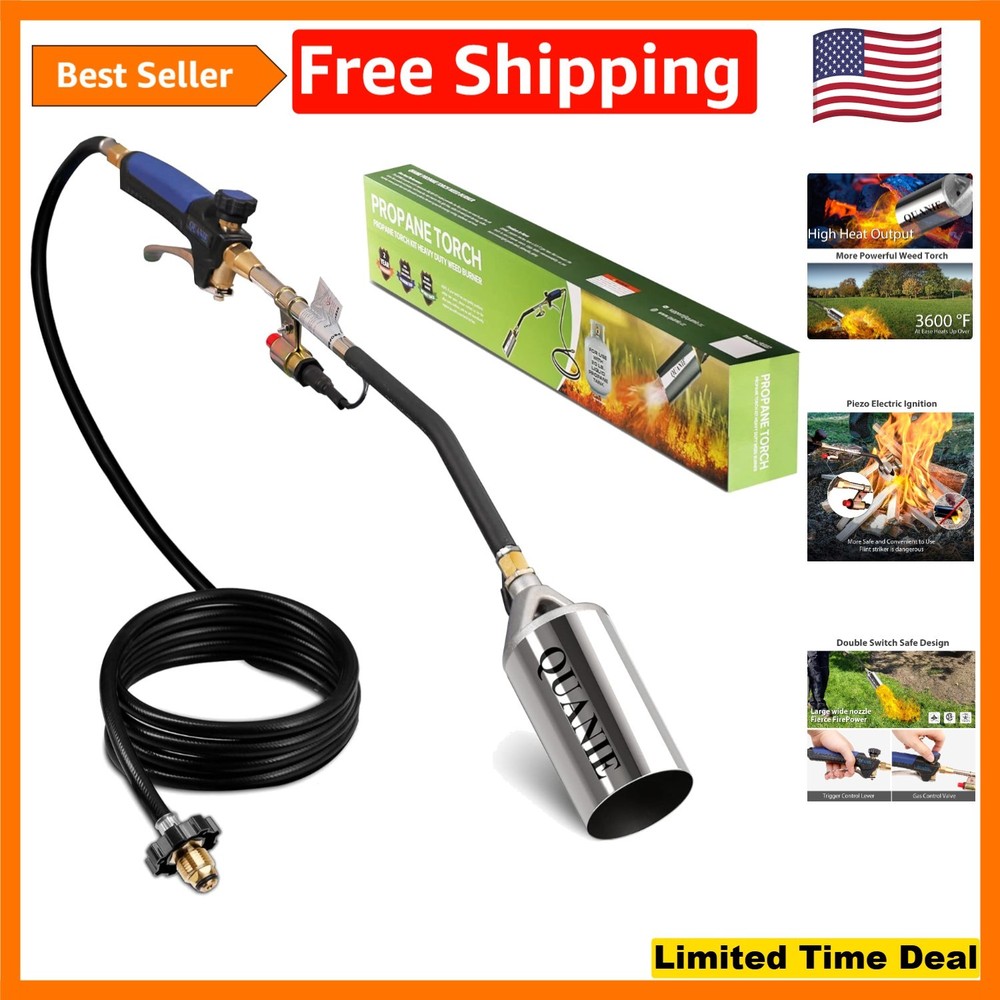 Environmentally Friendly Propane Flame Torch - Quick Weed Control with 10FT Hose