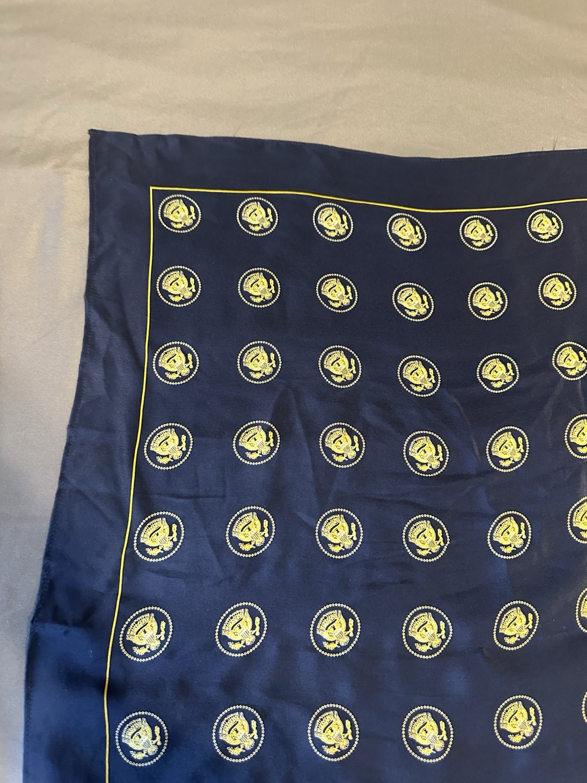 Presidential Seal Repeating Print Square Silk Scarf 29”X29” Bill Clinton Navy