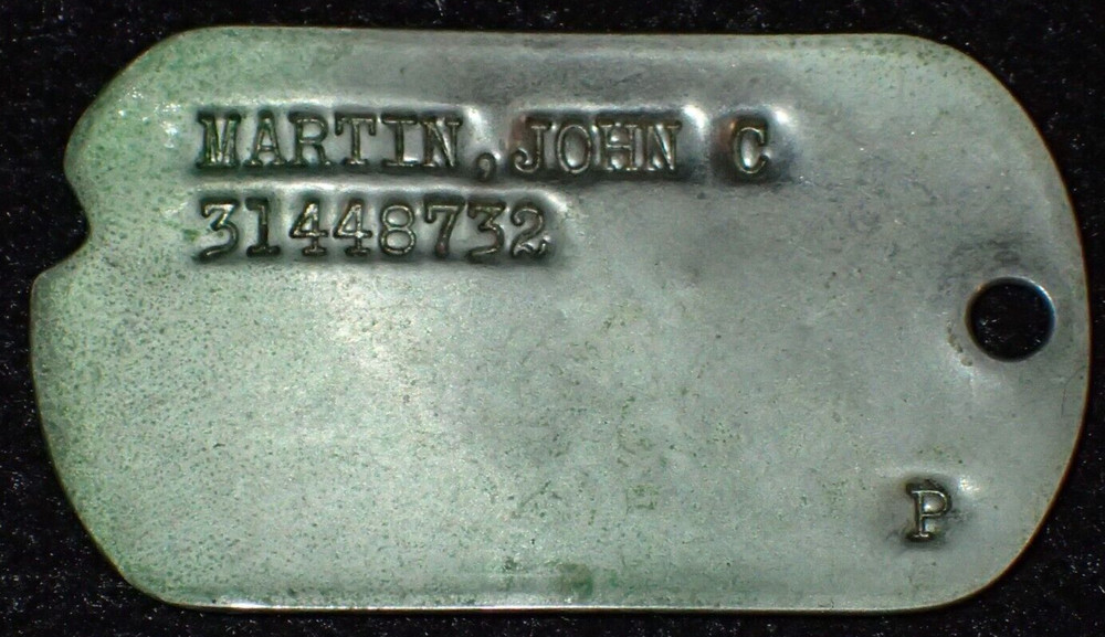 WWII US Army EM Personnel ID Disc "Dog Tag" John C. Martin Jr - Providence, RI
