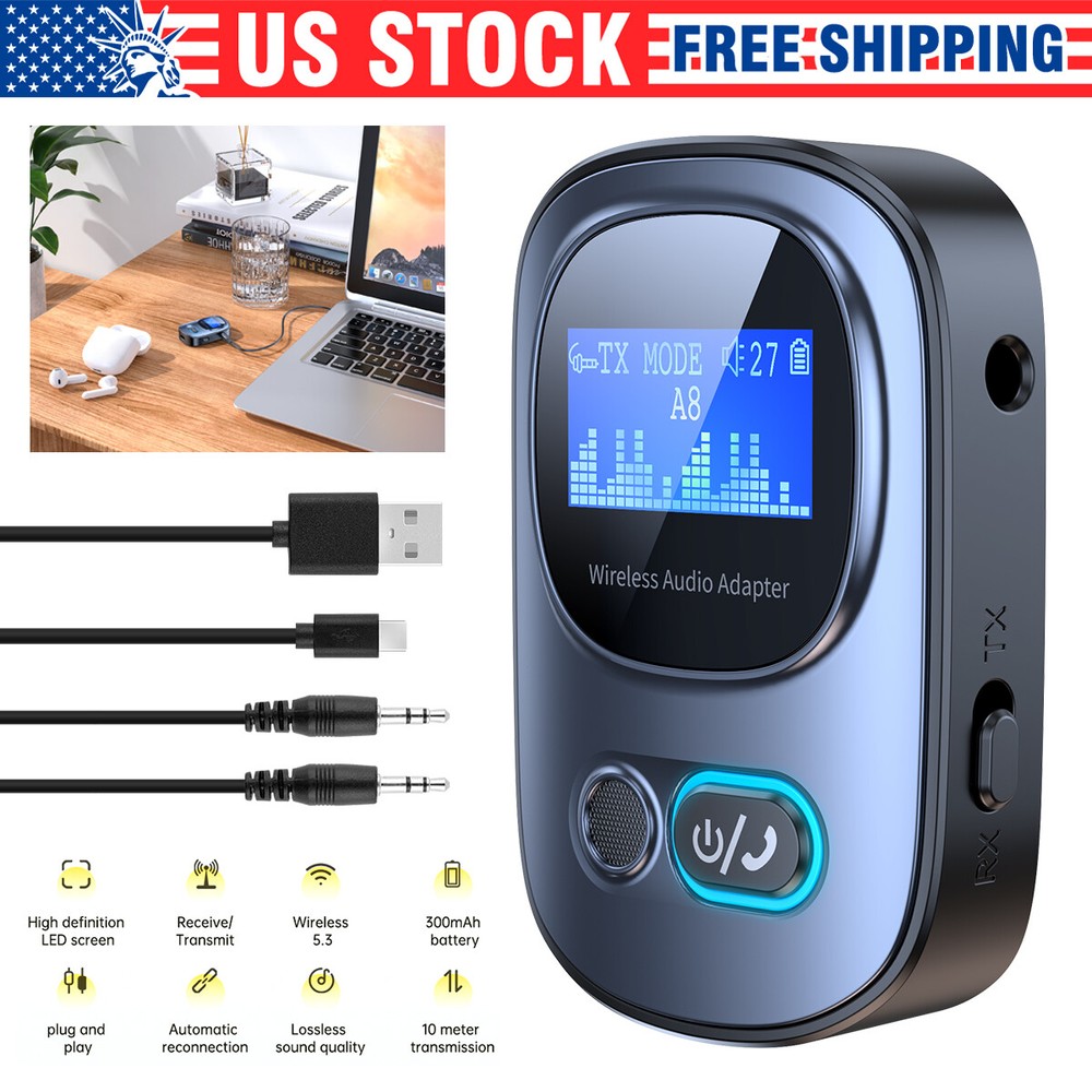 Bluetooth 5.3 Transmitter Receiver Wireless Adapter For Home Car Stereo Speakers