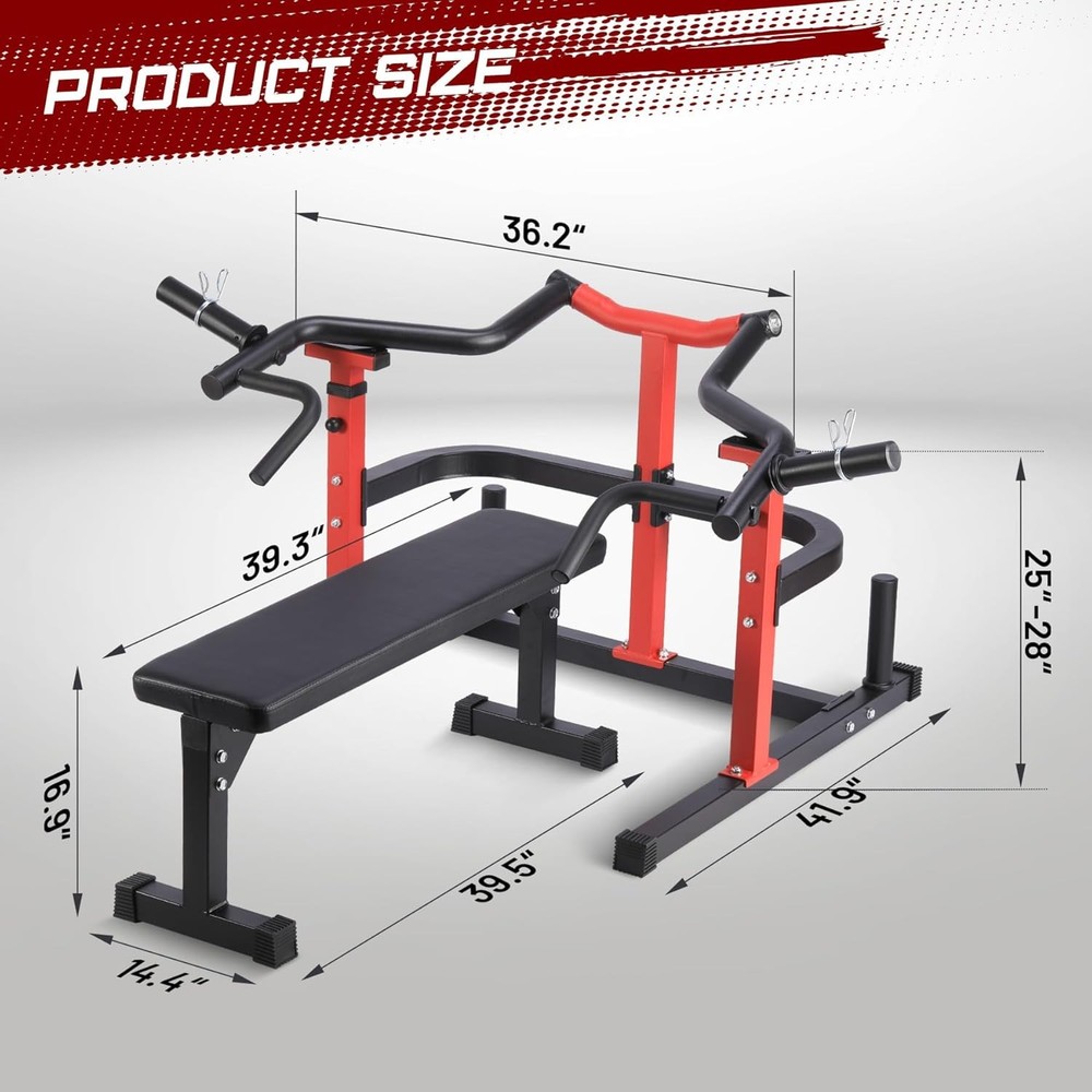 Chest Press Machine with Adjustable Flat Bench & Smooth Bearings,Workout Machine