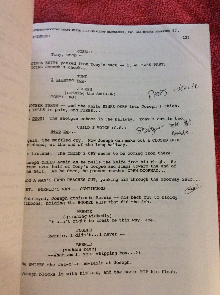 ORIGINAL SCRIPT HELLRAISER INFERNO DOUG BRADLEY CLIVE BARKER SCOTT DERRICKSON