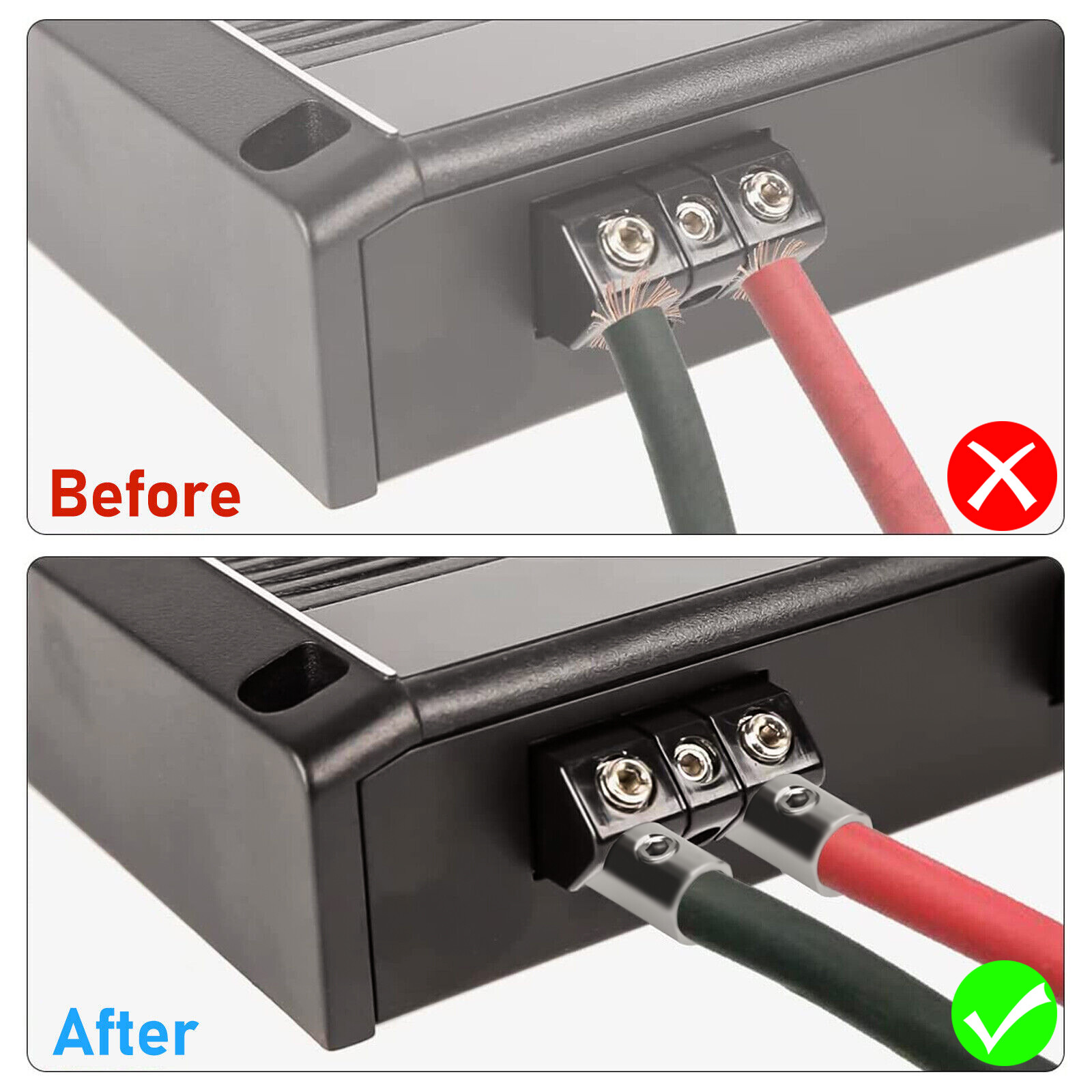 2X Car Audio Power/Ground 1/0 Gauge to 1/0 Gauge Amp Input Reducers Wire Reducer