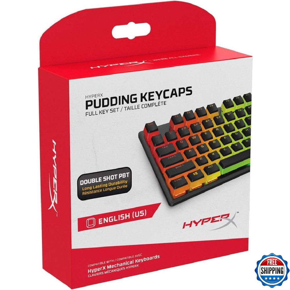 HyperX Pudding Keycaps - Double Shot PBT Keycap Set with Translucent Layer, for
