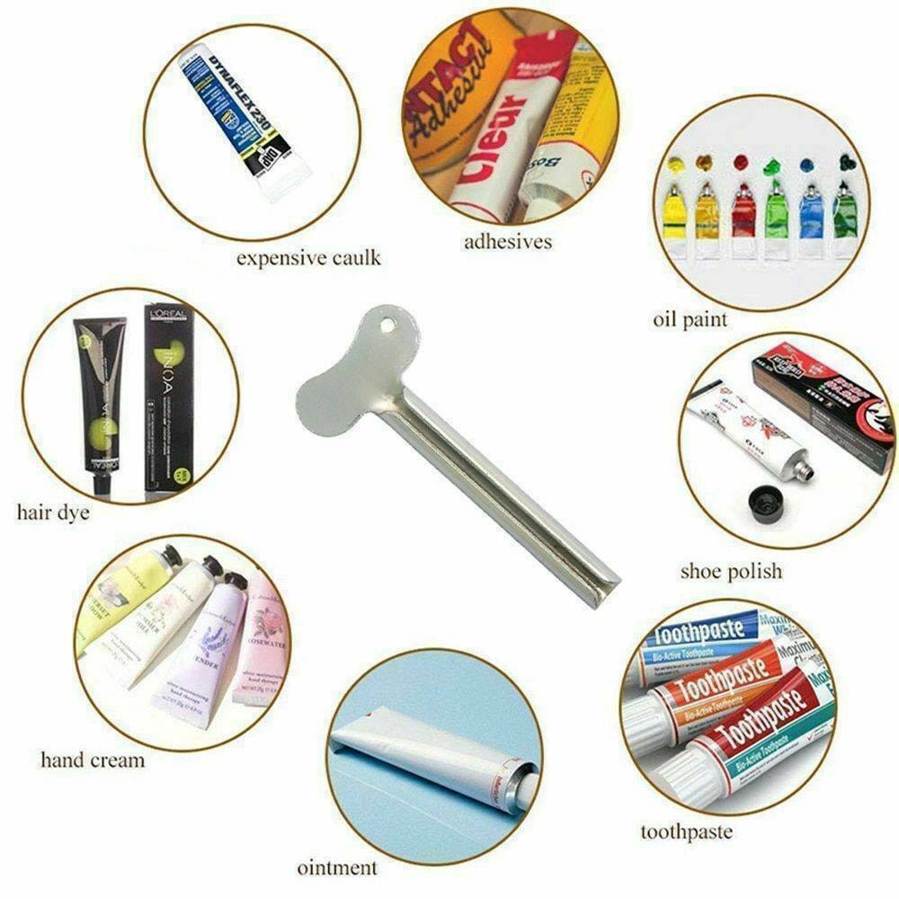 5pcs Stainless Steel Toothpaste Squeezer Easy Key Dispenser Rolling Holder Daily
