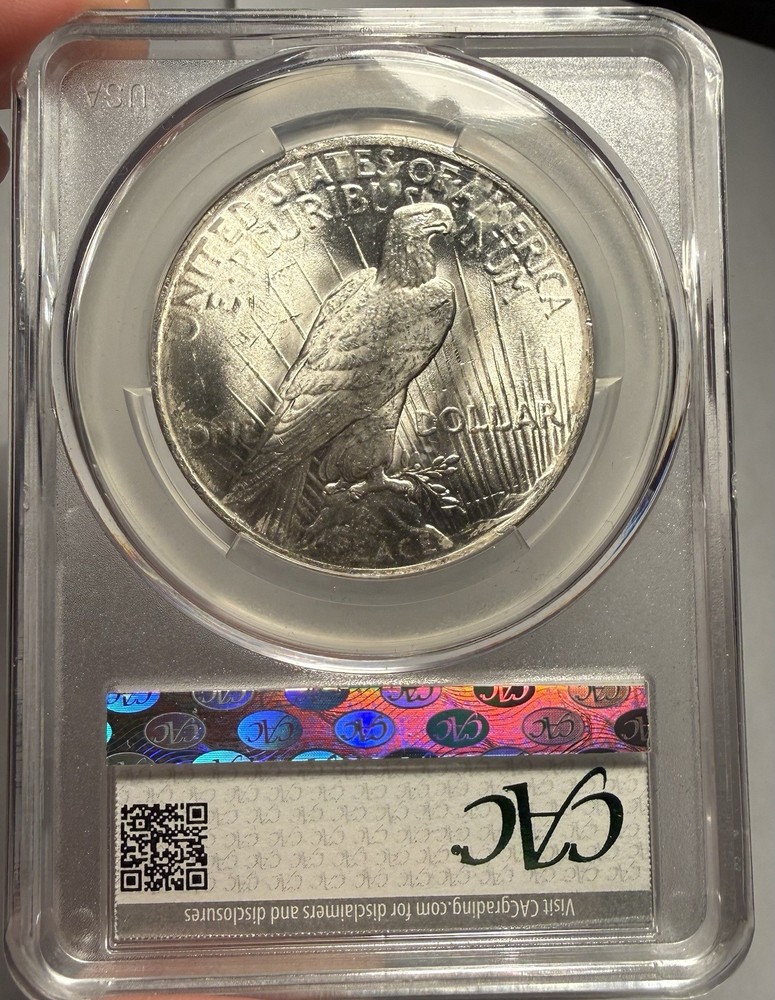 1922 $1 CACG MS 63 CAC Peace Silver Dollar