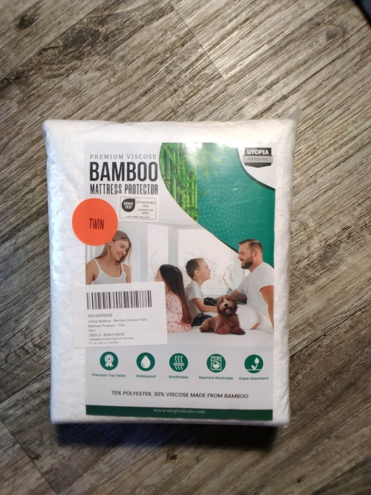 Utopia Bamboo Mattress Protector -Twin Bamboo Viscose Terry